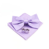 New Colorful Bowties Handkerchiefs Cufflinks Set Polyester Brooches For Men's Business Wedding Party Suit Dress Accessories Gift