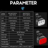 Q6 Bicycle Light Super Bright Cycling Lamp USB Rechargeable Mountain Road Bike Front and Rear Bike Lights Set Lantern Bike Parts