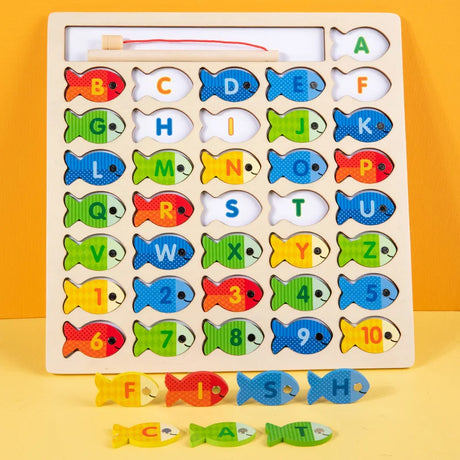 Montessori Baby Wooden Magnetic Fishing Toys Letter Cognition Game Color Pairing Board Teaching Aids Educational Toy For Kids