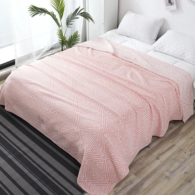 Cotton Muslin Plaid Blanket Summer Bed Sheet Gauze Bedspread Cover for Double Bed Sofa Adult Office Nap Sleeping Throw Blankets