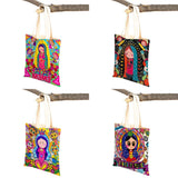 Ladies Shopping Bag Cartoon Virgin Mary Series Handbag Foldable Reusable Cloth Shopper Harajuku Style Student Canvas Tote