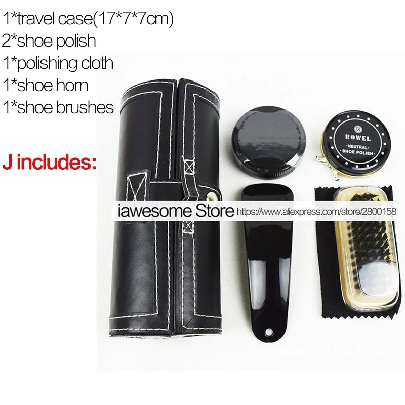 Professional Shoes Care Kit Portable For Boots Sneakers Cleaning Set Polish Brush horn Shine Polishing Tool For Leather Shoes