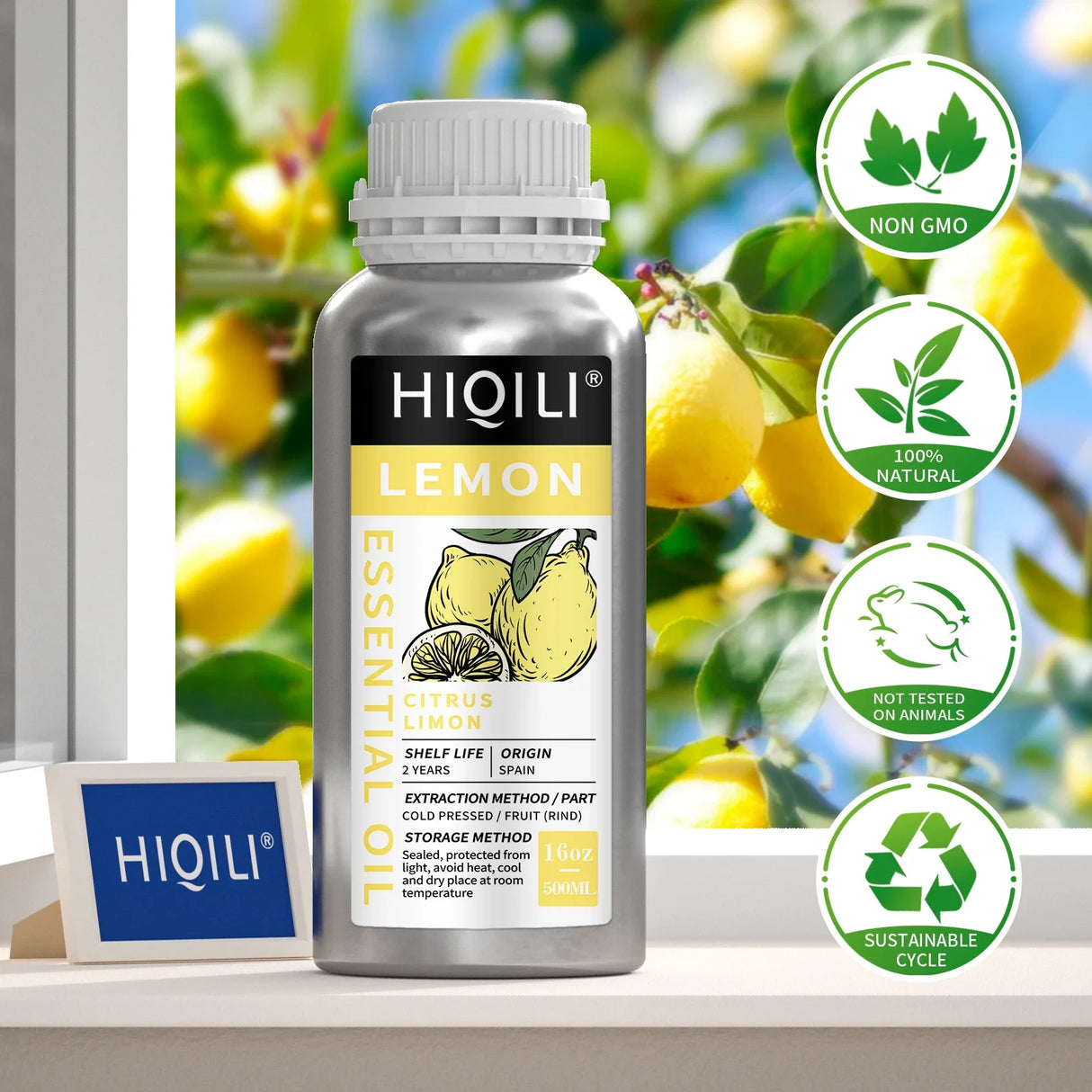 HIQILI 500ML Lemon Essential Oils,100% Pure Nature for Aromatherapy | Used for Diffuser，Humidifier，Massage | Clean and Steriliz