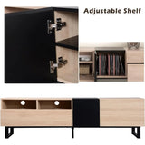 Modern TV Stand， Minimalist Wooden Entertainment Center for TVs Up To 80”, Sturdy TV Console for Living Room Bedroom Decor