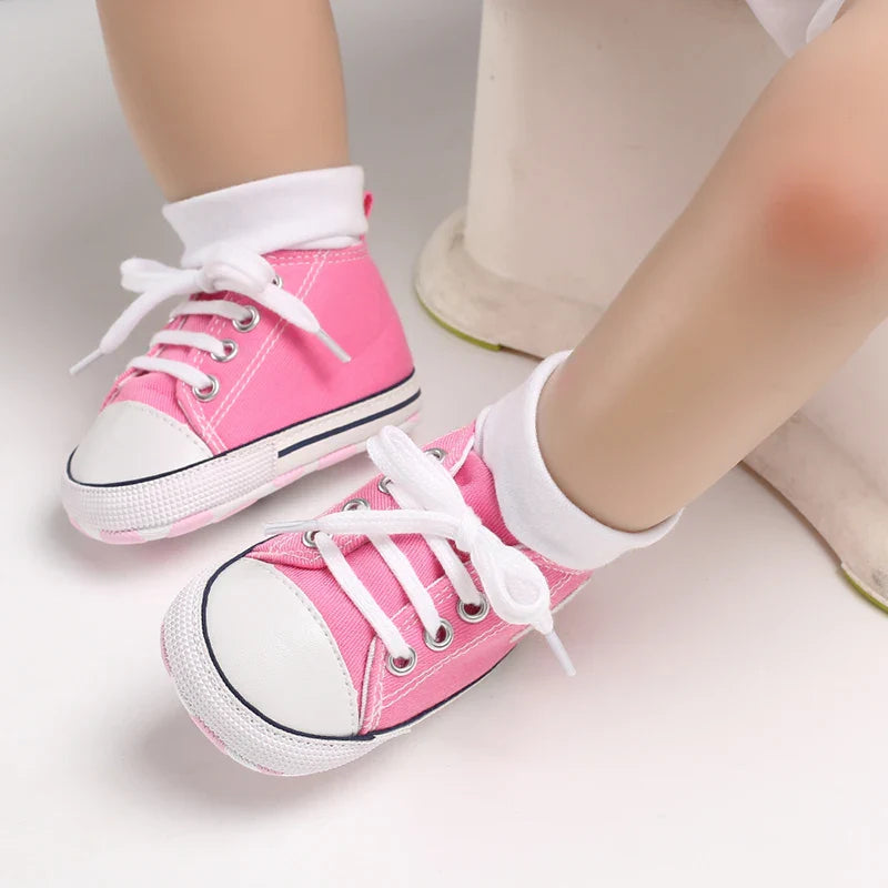 Pink Baby Shoes Princess Fashion Sneakers Infant Toddler Soft sole Anti Slip First Walkers 0-1 year old baby Christening Shoes