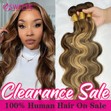 Highlight Body Wave Bundles Human Hair Bundles P4 27 Ombre Honey Blonde Bundle 12A Peruvian Remy Hair Weave Extensions For Woman