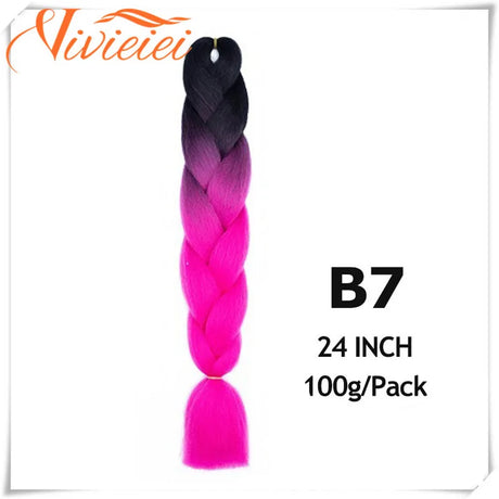 6 Pcs 24” Synthetic Braiding Hair Pink Jumbo Braids Hairstyles Purple Blue Blonde Ombre Hair Extensions For Women 100G/Pack