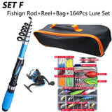 Fishing Rod Full Kits 1.2M Telescopic Sea Spinning Reel Baits Lure Set Travel Fishing Gear Accessories Bag Beginner 6 Options