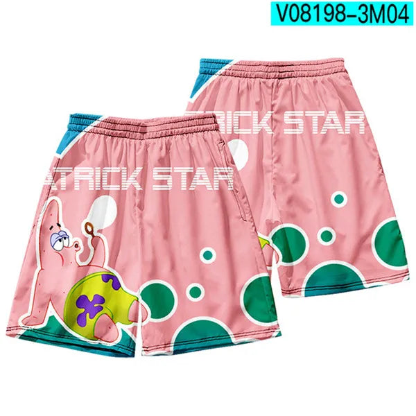 Anime Patrick Star shorts Boys Sports Shorts Fitness Basketball Beach Pants Squidward Tentacles Travel College Casual Gym shorts