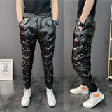 2022 New Men Shiny Winter Down Pant Thick Warm Sweatpants Casual Trousers Slim Outdoor Windproof Waterproof Cotton Pants