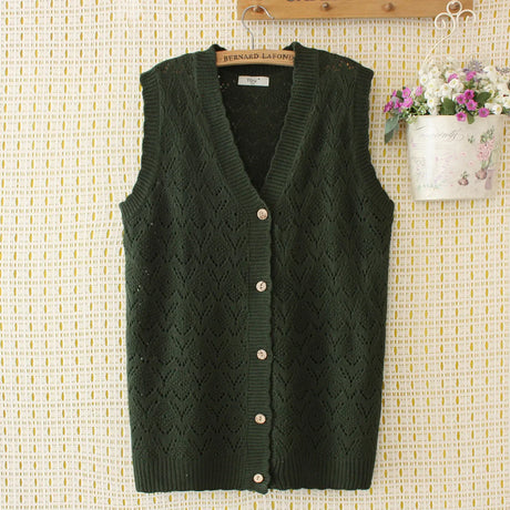 Plus Size Sweater Vest Women Clothing 4xl Loose Fit High Strecth Solid Knitting Cardigan V-Neck Crochet Hollow Out Curve Jumper