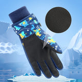 Children Winter Ski Gloves Waterproof Thicken Mittens Snow Snowboard Kids Glove for Boys Girls Keep Finger Warmer 4-6 Years Old