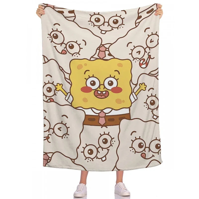 Fluffy Blankets Children Room S-Spongebobs Picnic Nap Sleep Camp Sofa Bedspread Baby Soft Blanket Flannel Wedding Birthday Gift