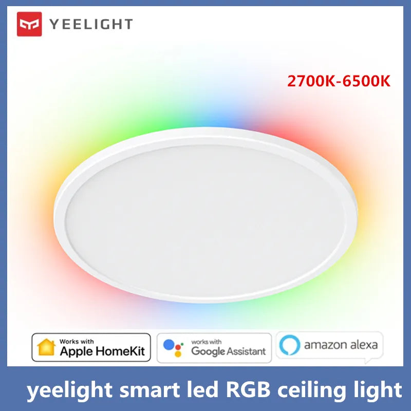 Yeelight Smart Led RGB Ceiling Light Wifi 24W Dimmable 2700K-6500K Ultra Thin Smart Voice Control work with APP Homekit Mi home