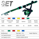 Spinning Fishing Rod and Reel Combo1.8M Telescopic Rod with 5.2:1 3BB Fishign Reel Max Drag 5kg Full Fishing Kit