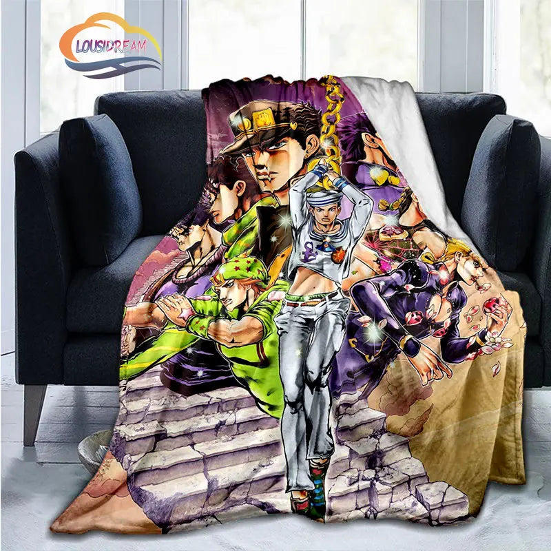 Anime JoJo's Bizarre Adventure Stone Ocean flannel Blanket Throw blanket Warm Sofa bed  children and girls Gift s