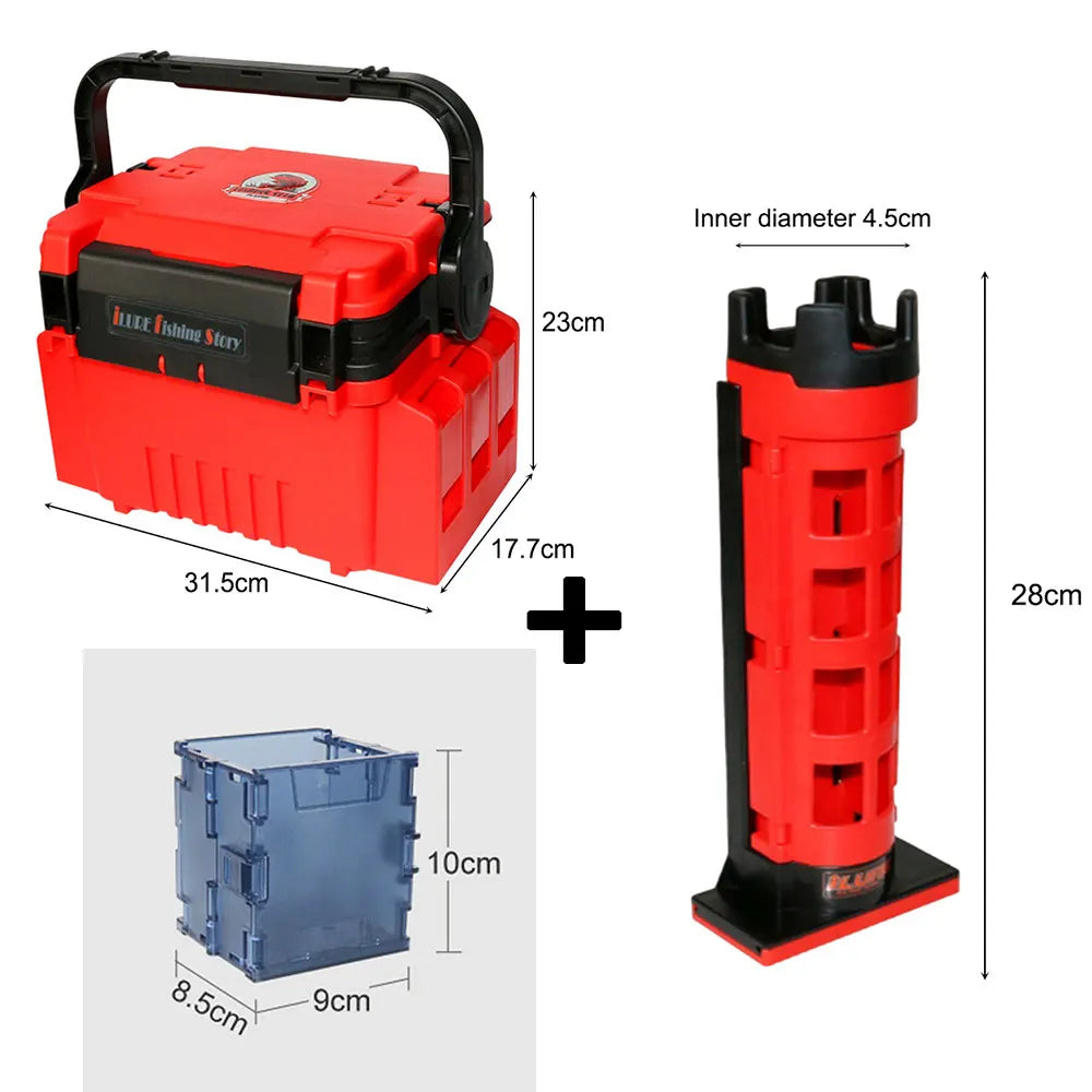 3-Layer Folding Fishing Tackle Box Multipurpose Fishing Storage Box with Handle Hardware Storage Box for Fishing Tackle Storage