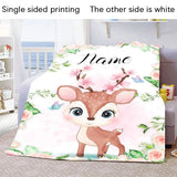 Custom Name Blanket Kawaii Baby Girl Boy Kids Personalized Blankets Cartoon Animal Cute Soft Flannel Throw Blanket Birthday Gift