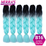 24inch Jumbo Braids Synthetic Hair For Box Braid Ombre Braiding Hair Extensions Three Tone Black Brown Blue Pink Mirra’s Mirror