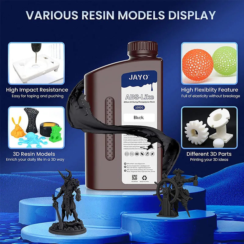 JAYO/SUNLU ABS-LIKE 3D Printer Resin 1KG 405nm Liquid Rapid UV Curing For LCD Photopolymer Resin 3D Printing Material