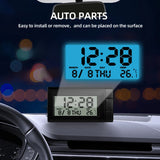 Electronic Car Clock 2 IN 1 Thermometer Time Watch Auto Clocks Luminous LCD Digital Display Dashboard Styling Accessories ZW