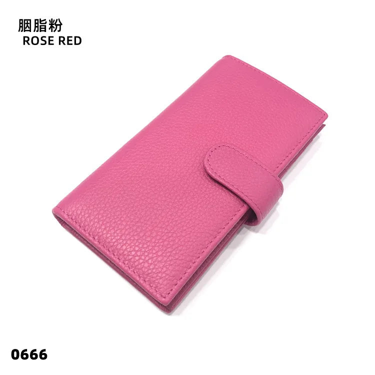 Custom Letters Men Genuine Leather Long Card Wallet Large Capacity Women Card Holder Multi Pockets Card Bag