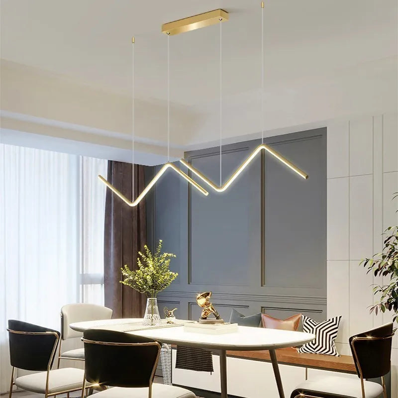 Modern LED Pendant Light Nodic Gold Hanging Chandelier For Tubular Restaurant Kitchen Office Coffee  Indoor Decorative Lamps