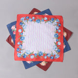 3Pcs 43x43cm Square Flower Printed Lady Women Handkerchiefs Vintage Cotton Towel Mother's Day Gift