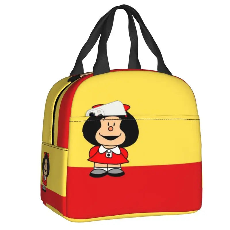 Mafalda Quino Comics Resuable Lunch Box Women Leakproof Cartoon Thermal Cooler Food Insulated Lunch Bag Office Work