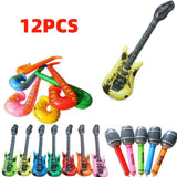 12Pcs Inflatable Instruments Toy Music Balloons Set Simulation Instrument Guitars Saxophones Microphones Party Toy Children Toys