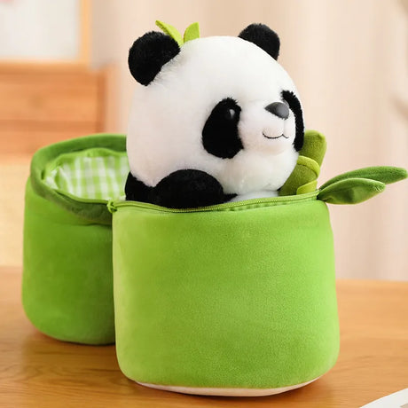 NEW Kawaii Bamboo Tube Panda Set Plush Toy Cute Plushies Stuffed Animal Bear Doll Reversible Design Children's Birthday Gift