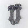 Baby Girls Knee High Socks Kids Cotton Big Bow Socks Solid Leg Warmers Princess Girls Toddler Soft Long Socks For Children