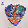 BYSIFA| Fall Winter Elegant Floral Design Scarves Shawls New Green Orange Square Silk Scarf 90*90cm Women Neck Head Scarf Hijab