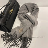 High-quality Australian Wool 100% Solid Color Women's Scarves Autumn and Winter Warm Men's Cashmere Shawl Wrap