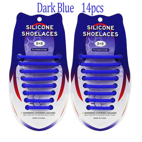 Elastic Oval Thicken Waterproof Silicone Shoelaces Hammer Laces No Tie Shoelace for Adults and Children Rubber Quick Shoelace