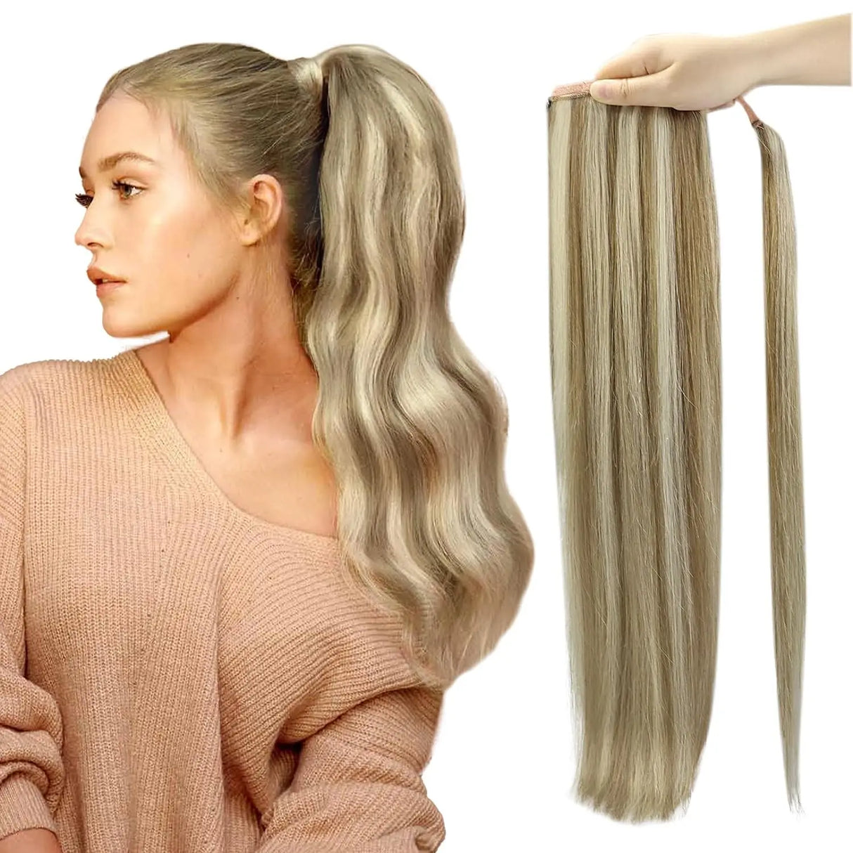 Full Shine Ponytail Human Hair 70g/80g Machine Made Remy Ponytails Extensions for White Women Human Hair Ponytail