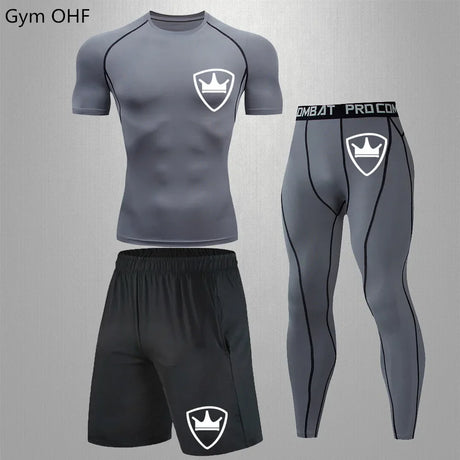 MMA rashgard Men's Sports Suit male Quick drying Sportswear Compression Clothing Fitness Training kit Thermal Underwear legging