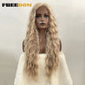 FREEDOM Synthetic Lace Wig Long Deep Wavy Ombre Blonde Ginger Lace Wigs For Black Women Heat Resistant Cosplay Wigs