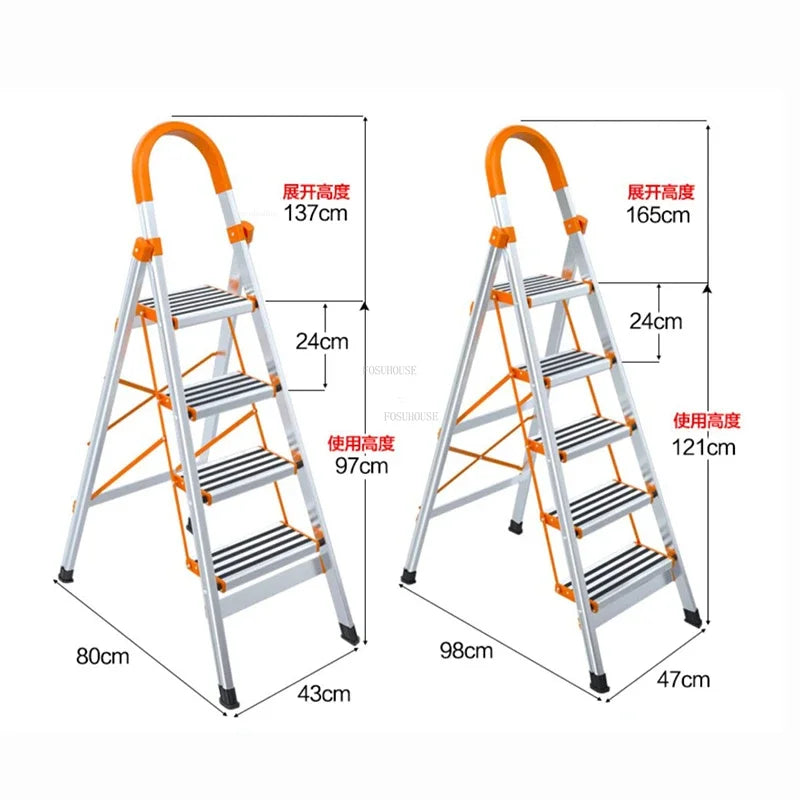 Home Indoor Portable Stairs Modern Telescopic Step Stools Folding Aluminum Ladder Kitchen Multi-function Herringbone Step Ladder