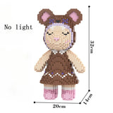 Cartoon Mini Love Violent Bear Bearbrick Colour Model with Light Building Block Micro Diamond Bricks Kids Toys Birthday Gift Set