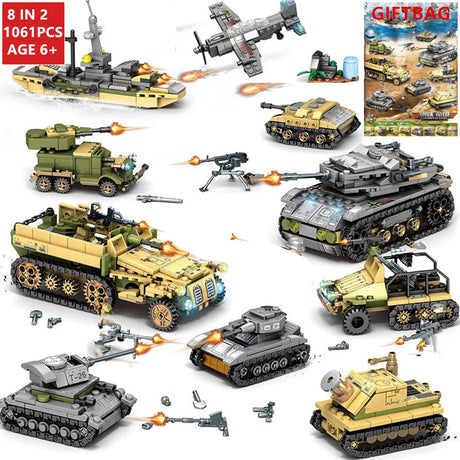 Military Challenger Leopard Panther Heavy Main Battle Tank Soldier Building Blocks Plastic Model Bricks Army Toys for Children