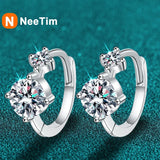 NeeTim Full Moissanite Hoop Earrings 925 Sterling Silver with 18K Gold Plated Wedding Luxury Jewelry Gift Passed Diamond Tester