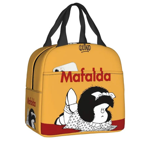 Mafalda Quino Comics Resuable Lunch Box Women Leakproof Cartoon Thermal Cooler Food Insulated Lunch Bag Office Work