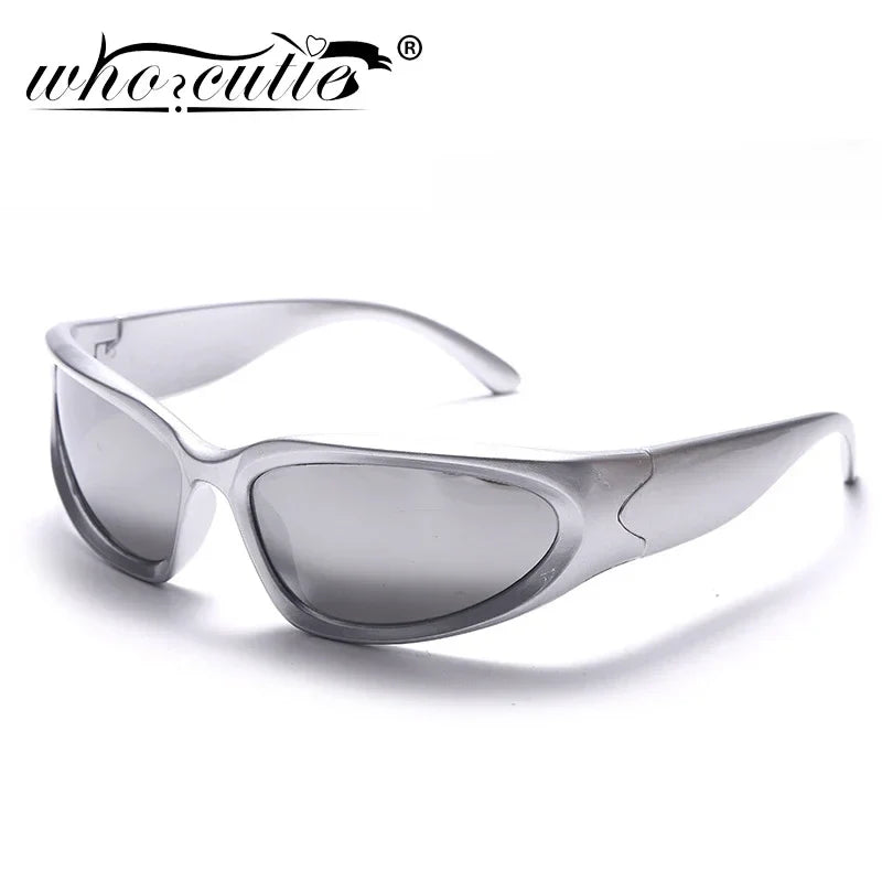 Trendy Silver Rectangle Sport Sunglasses Men Women Brand 2022 Retro Outdoor Cycling Mercury Mirror Sun Glasses UV400 Protection