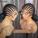 Full Lace Front Cornrow Double Dutch Braided Wigs With Baby Hair Black Twist Box Braided Lace Wig Faux Locs Goddess Braids Wigs