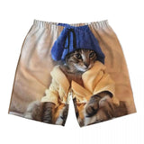 Cute Cat Animals Board Shorts Summer Funny Hawaii Beach Shorts Men Running Comfortable Design Swimming Trunks