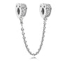 Clear Pavé Safety Chain Clip Charm 925 Sterling Silver Rose Gold Women Festival Jewelry Gift Fit Pandora DIY Bracelet Pendant