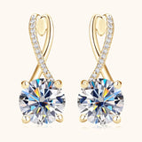 Anziw D2.0CT Moissanite Drop Huggie Earrings Real 925 Silver Women Gold Plated Hoops Infinite Earring Certified Wedding Jewelry