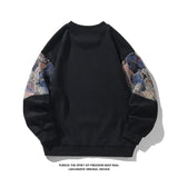 Oversized Men's Sweatshirts Korean Style Embroidered Sleeves Design Unisex Clothing Round Neck Sweatshirt Pullover Male Top