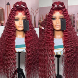 Deep Wave 99J Burgundy Lace Front Wig 13x4 Hd Lace Frontal Wig Water Wave Full Lace Wig Brazilian Glueless Human Hair PrePlucked